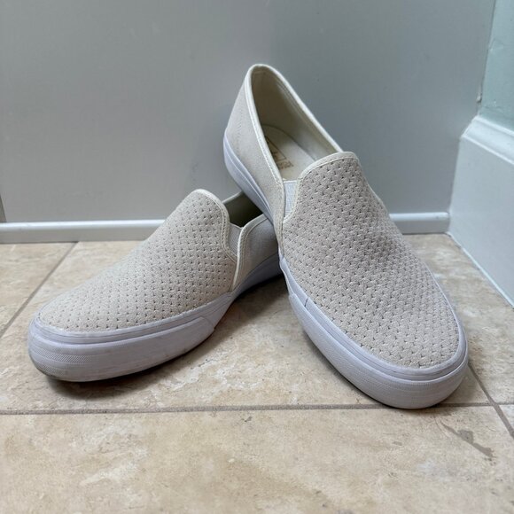 Womens Keds Double Decker Perf Suede Slip On Sneaker, Size 9.5B, Off White - Picture 1 of 11